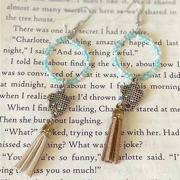 Beachy Boho Starfish Sea Glass Dangle Mixed Metal Drop Earring Set - Picture 4 of 4